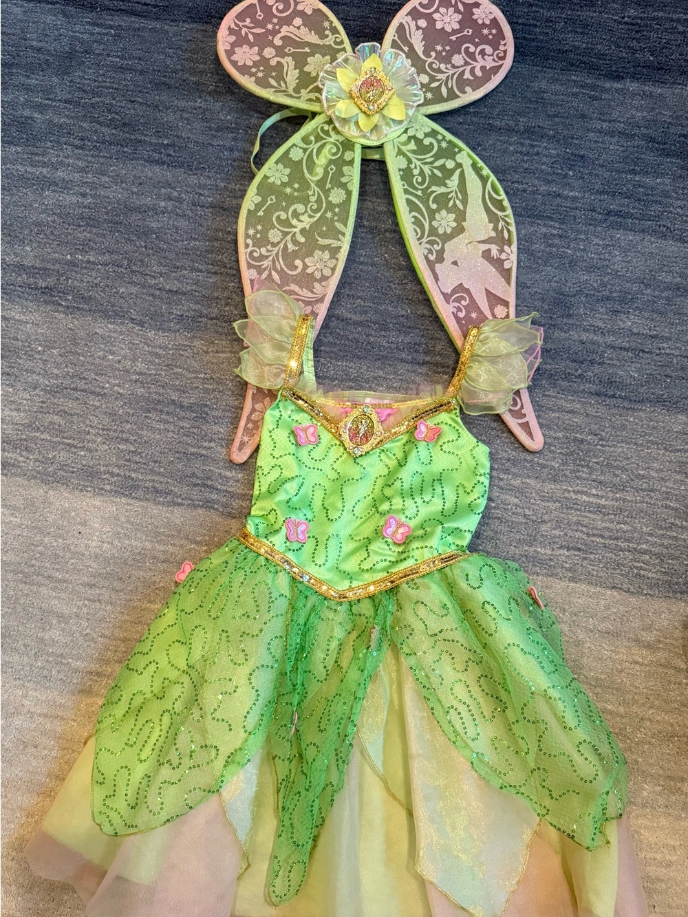 Disney Green Tinker Bell Costume with Pink Accents